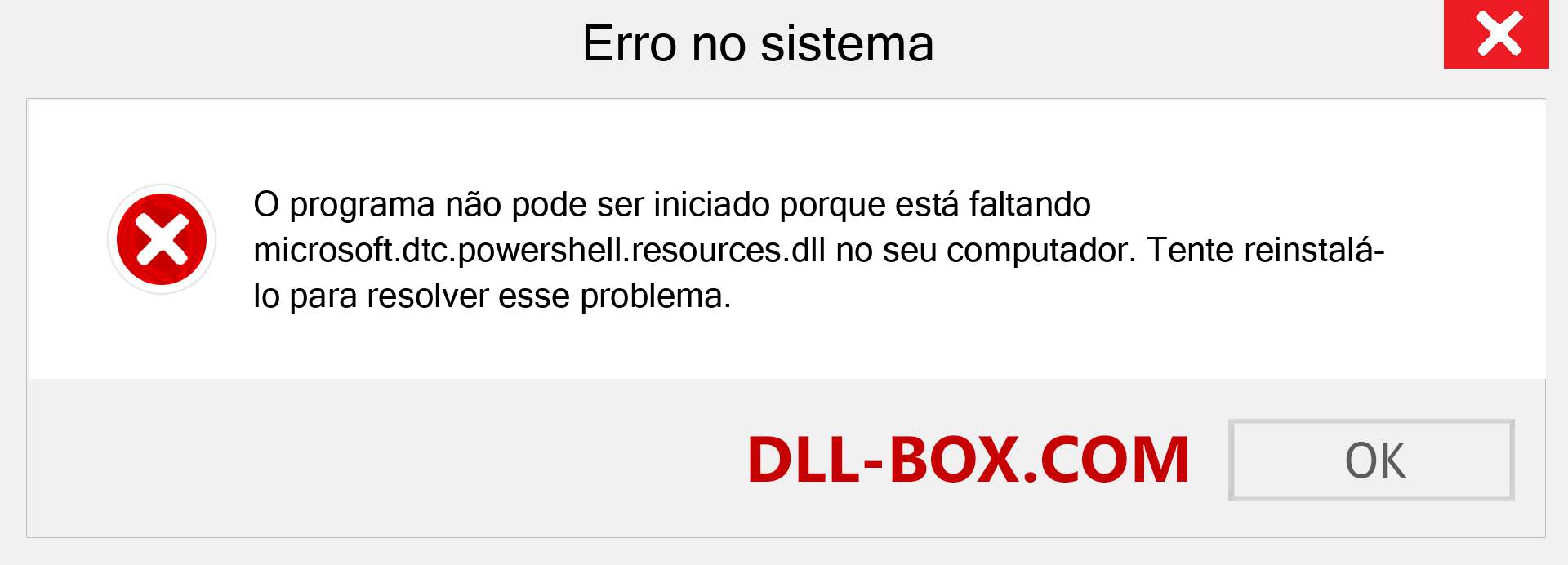 Arquivo microsoft.dtc.powershell.resources.dll ausente ?. Download para Windows 7, 8, 10 - Correção de erro ausente microsoft.dtc.powershell.resources dll no Windows, fotos, imagens